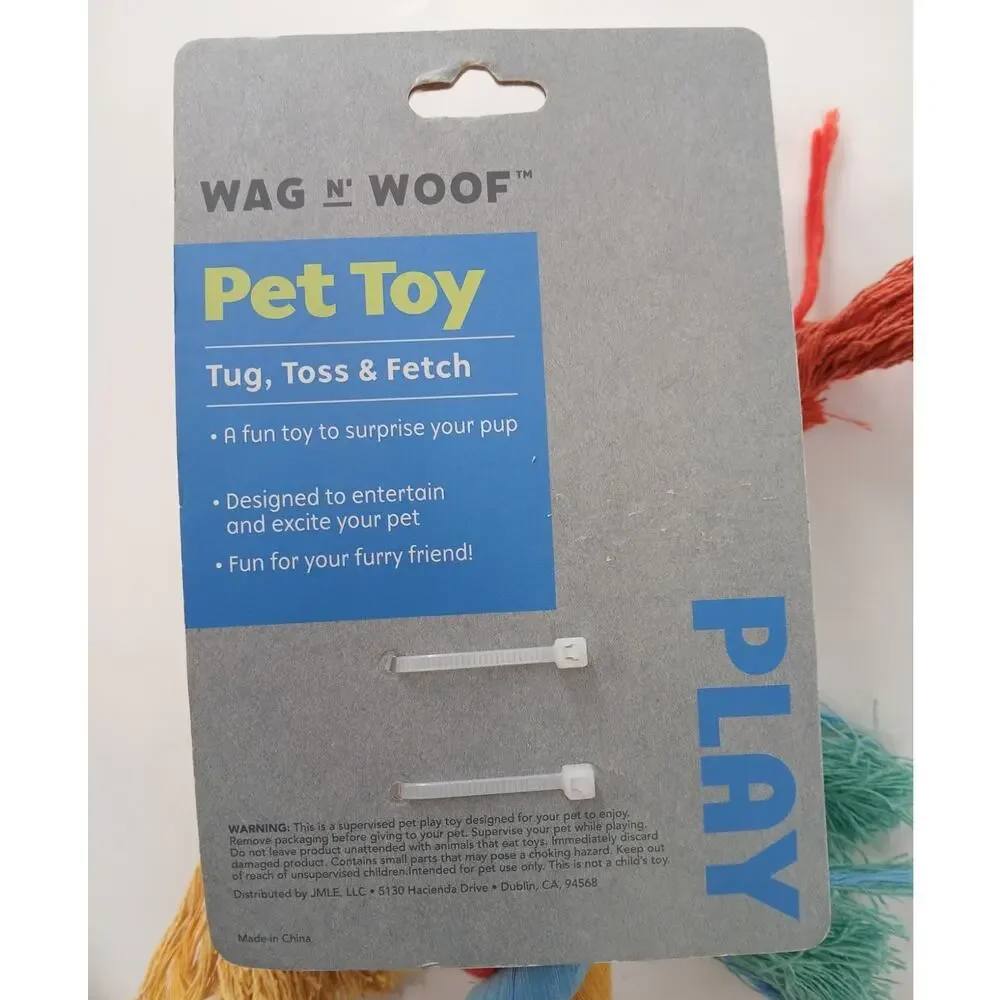 Wag N' Woof Colorful Braided Dog Rope Pet Toy Tug Fetch Play